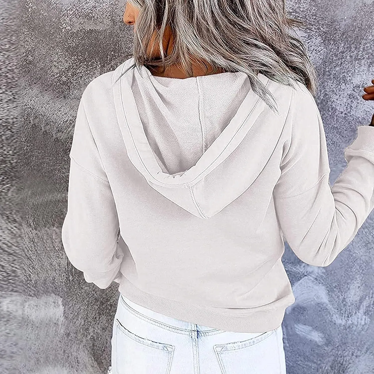 Button Hoodie Tops Dressy Casual Hoodies for Women Long Sleeve Pockets Sweatshirts Fashion 2025 Fall Clothes