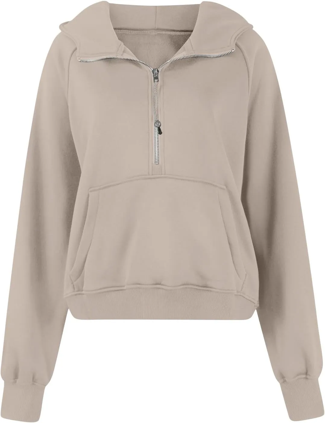 fanmpghleoo Oversized Hoodies for Women Half Zip Mock Neck Fleece Hooded Sweatshirt Loose Fit Thumb Hole Pullover Hoodie