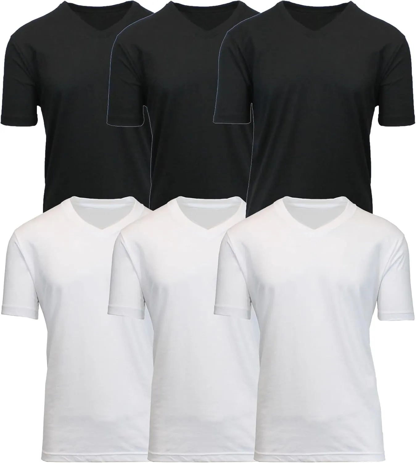 Galaxy by Harvic Men's 6-Pack Short Sleeve V-Neck Modern Fit Classic Tees (S-3XL)