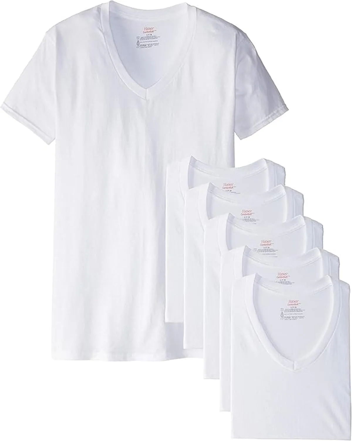 Hanes Men's 6 Pack Ultimate FreshIQ V-Neck T-Shirt, White, 3X-Large