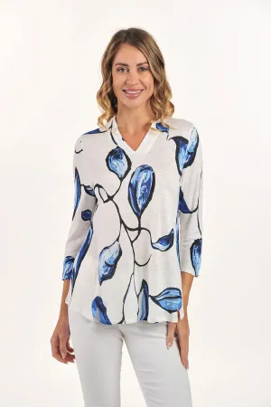 Lemon Grass Hi V Neck Printed Top