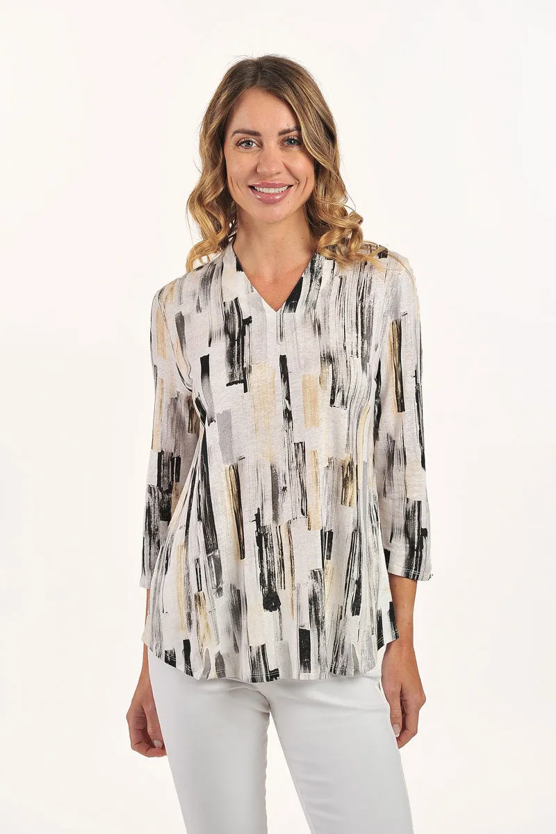 Lemon Grass Hi V Neck Printed Top