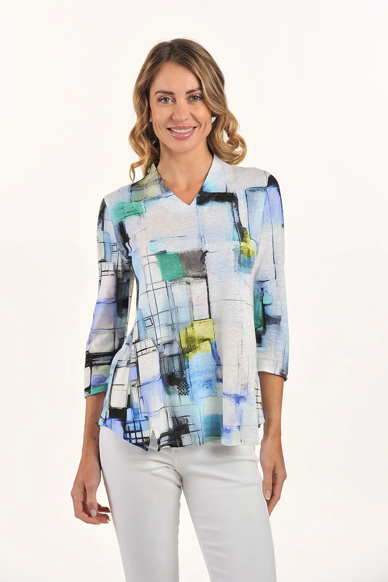Lemon Grass Hi V Neck Printed Top