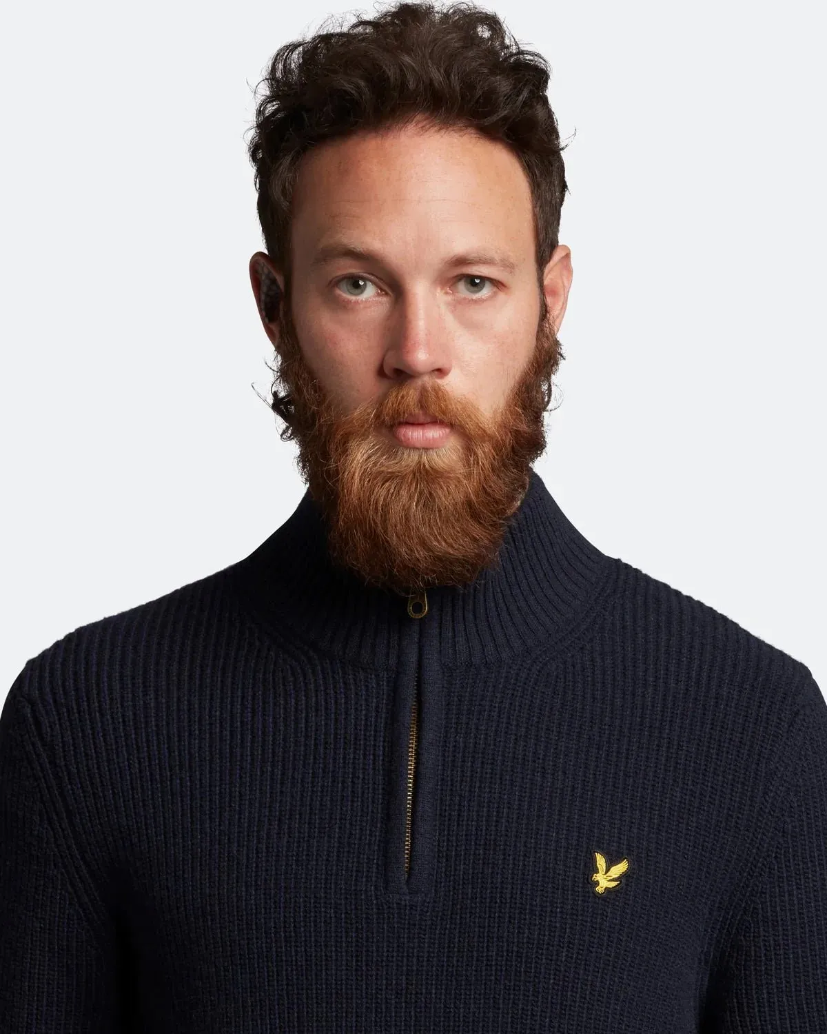 Lyle & Scott Mens Premium Ribbed Quarter-Zip Jumper for Stylish Comfort