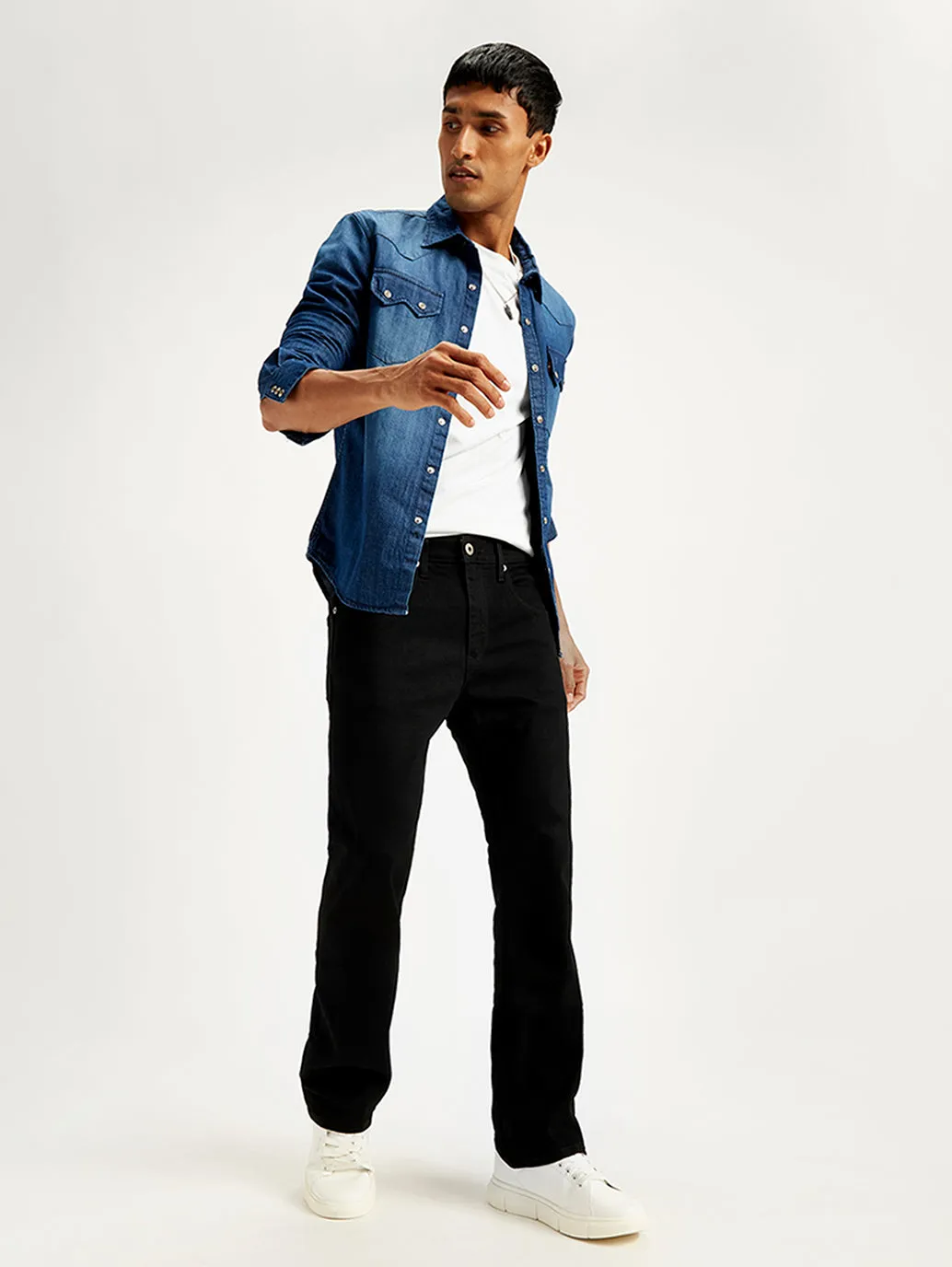Men's 527 Black Bootcut Fit Mid Rise Jeans