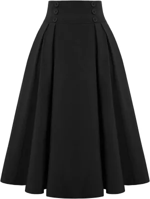 NREALY New Women's High Waist Pleated A Line Long Skirt Front Slit Belted Maxi Skirt