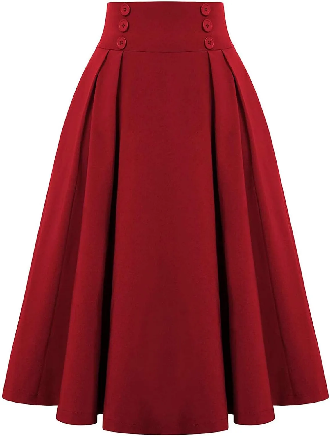 NREALY New Women's High Waist Pleated A Line Long Skirt Front Slit Belted Maxi Skirt