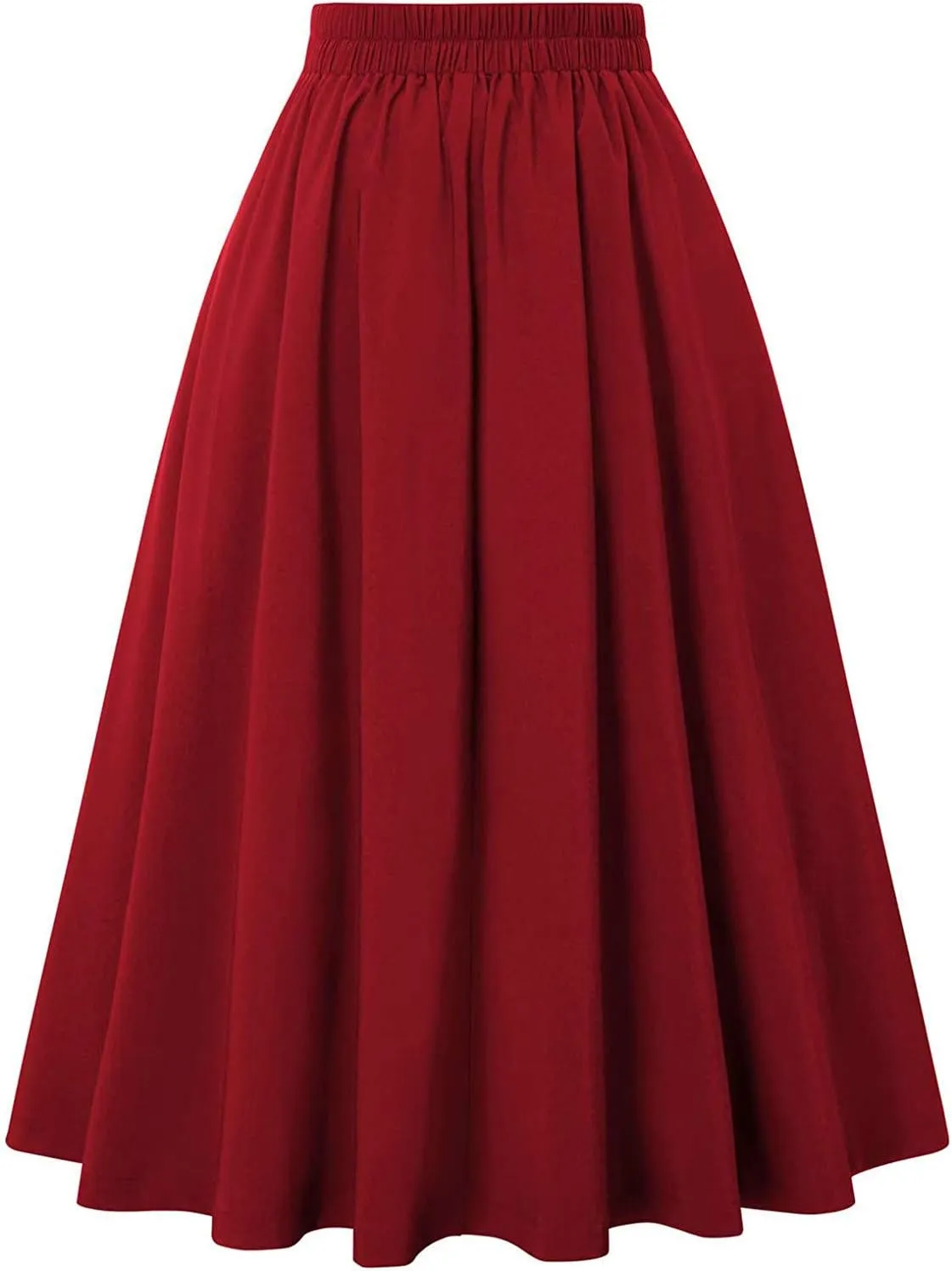 NREALY New Women's High Waist Pleated A Line Long Skirt Front Slit Belted Maxi Skirt
