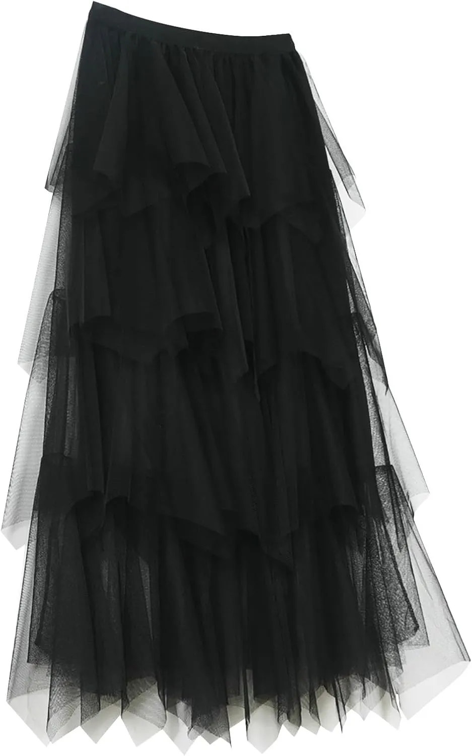 Women Tulle Skirts Layered Tutu Skirt Midi Length Elastic High Waist A Line Skirt Party Evening Mesh Skirt 2025