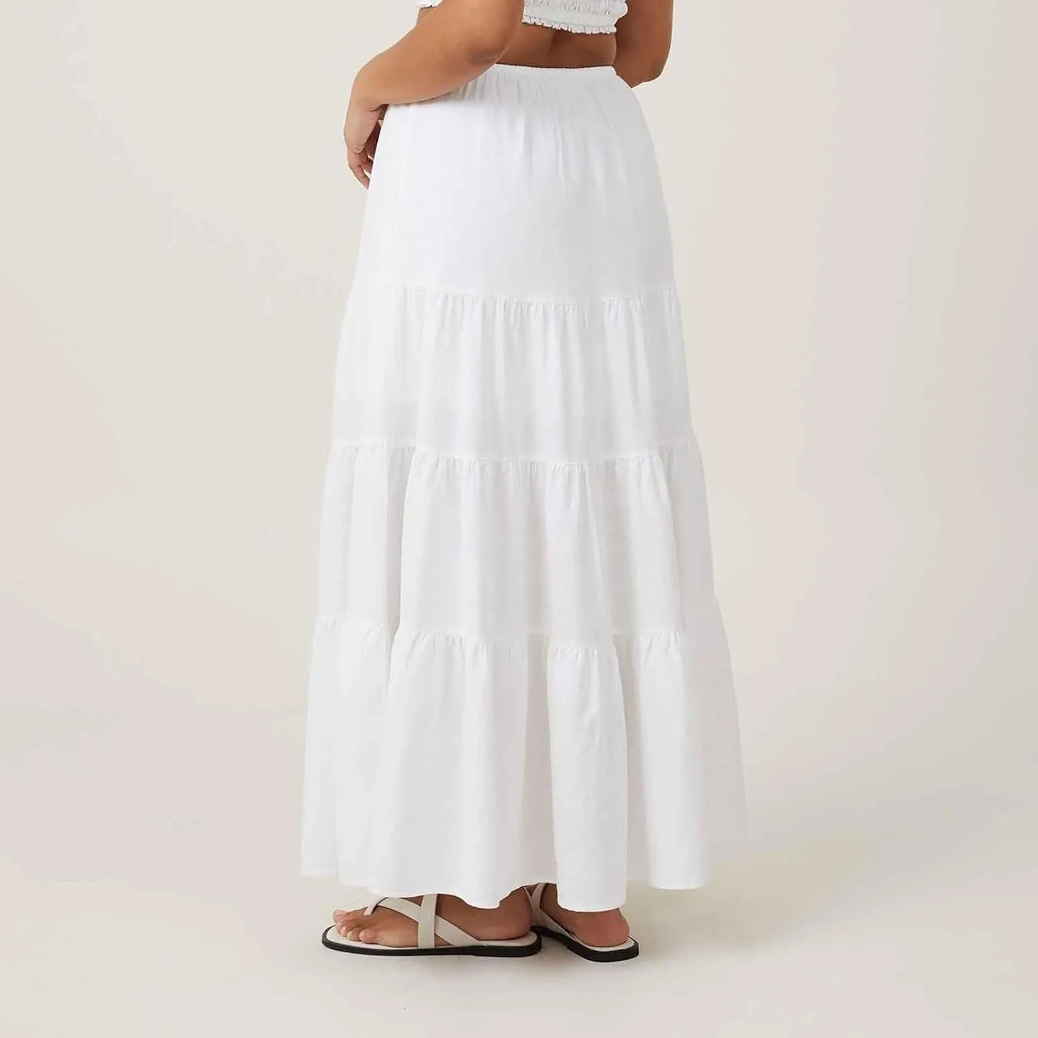Womens Boho Maxi Skirt Solid Ruffle Swing Elastic High Waisted Pleated Flowy Skirts 2025 Trendy Summer Beach Skorts