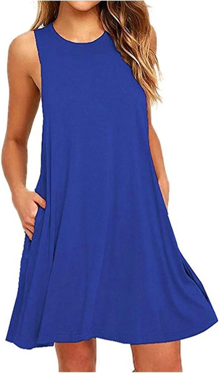 Womens Casual Dresses Crewneck Sleeveless Mini Dress Summer 2025 Loose A Line Flowy Beach Vacation Tank Sundress
