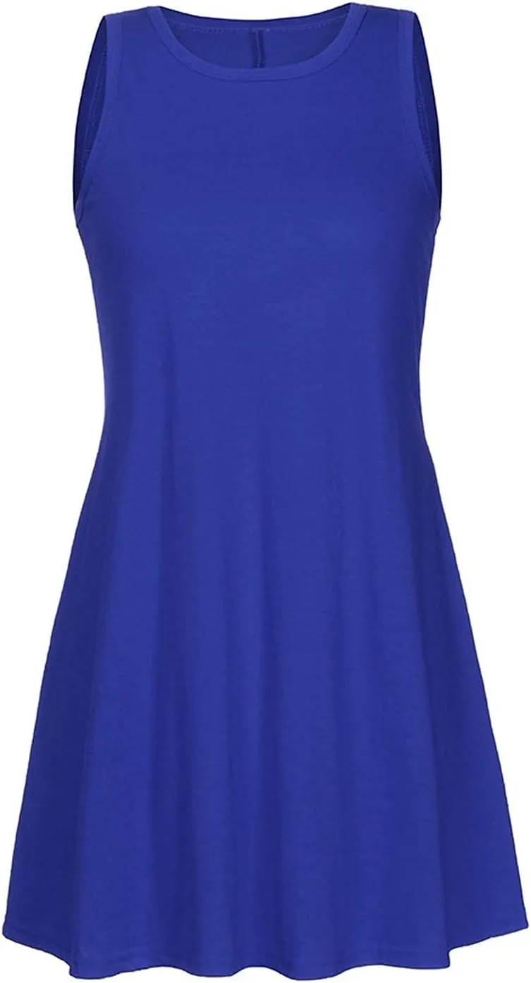 Womens Casual Dresses Crewneck Sleeveless Mini Dress Summer 2025 Loose A Line Flowy Beach Vacation Tank Sundress