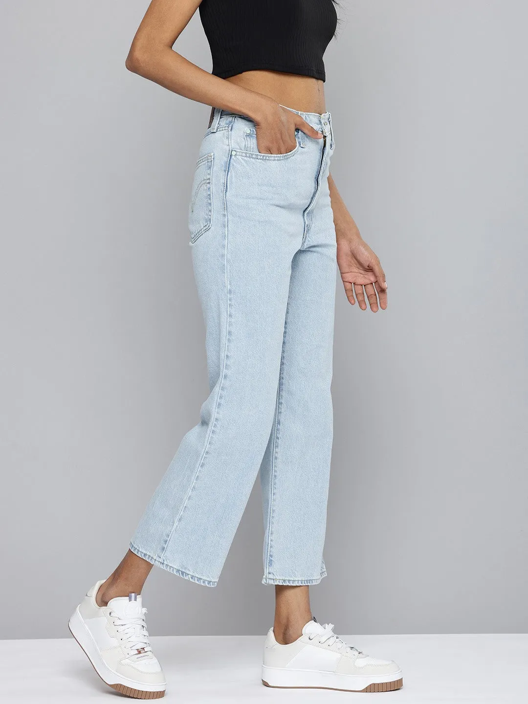 Women's Light Blue Bootcut Fit High Rise Jeans