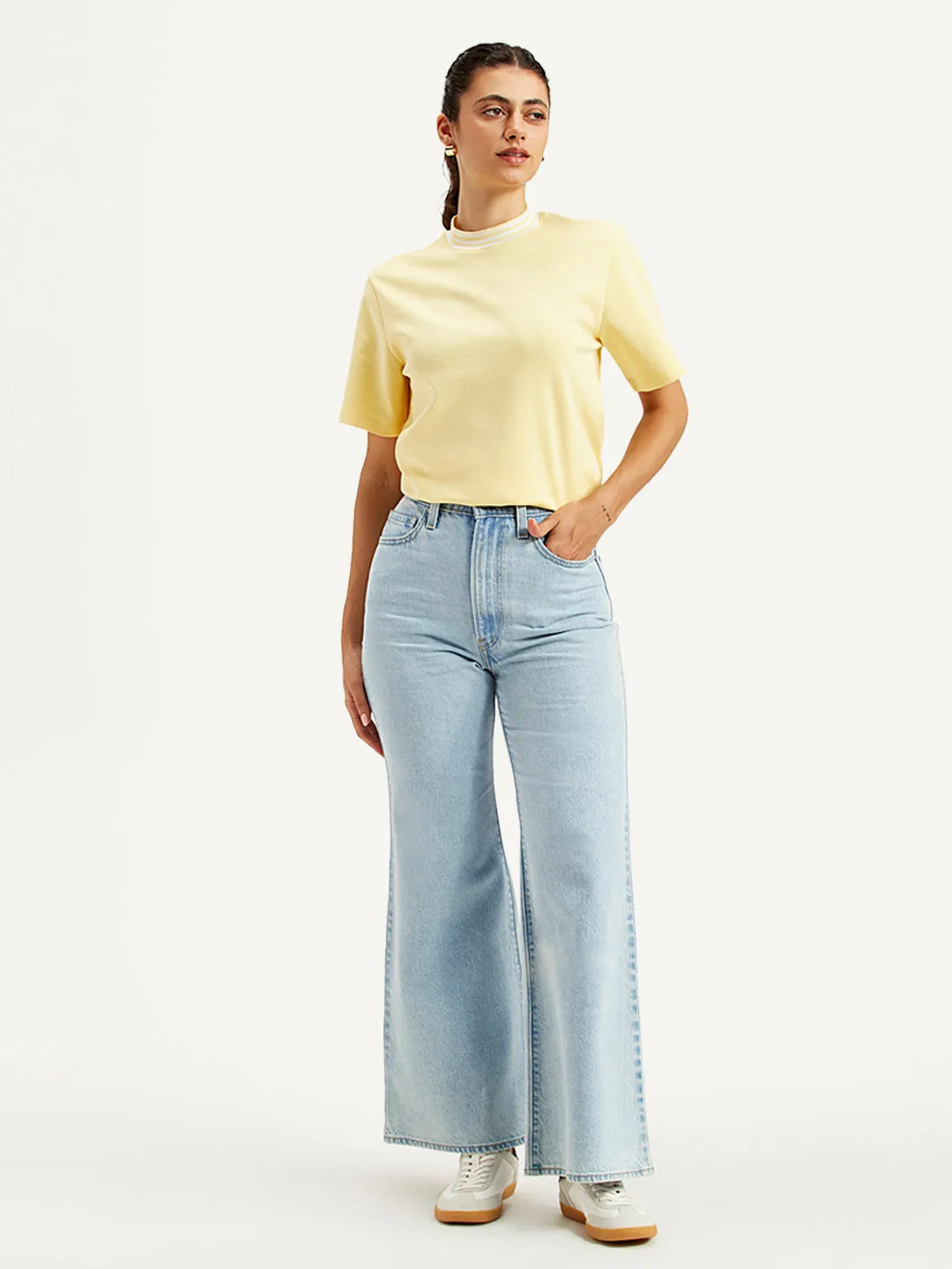 Women's Light Blue Flared Fit High Rise Jeans