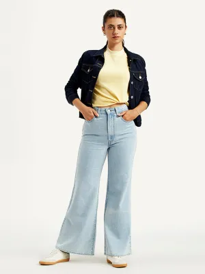 Women's Light Blue Flared Fit High Rise Jeans